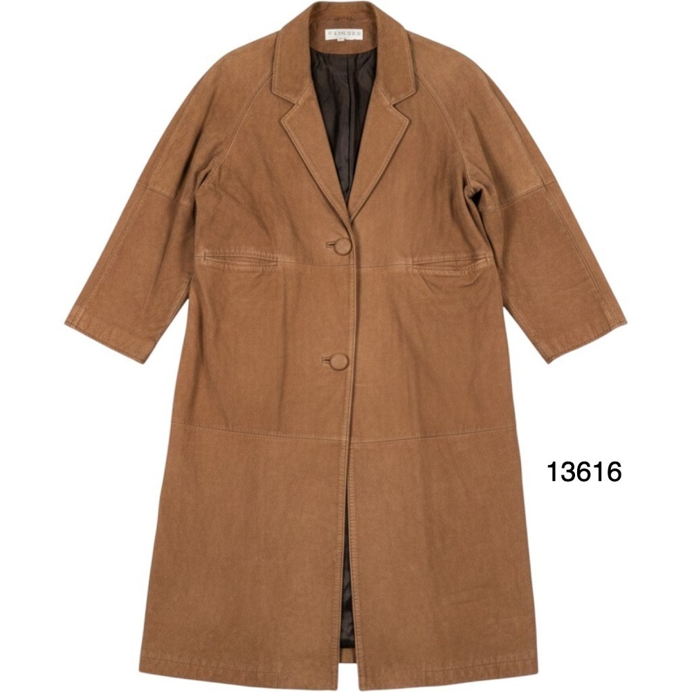 Venezia Leather Trench Coat Women 14 Brown Good Vintage Suede Long Korea